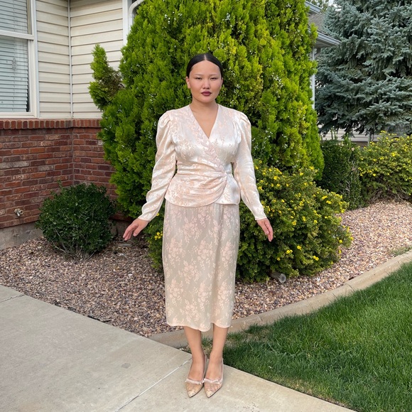 Extraordinary Vintage Skirt Suit Hand Made Embroidery By Michael Marcella LTD - Picture 4 of 12